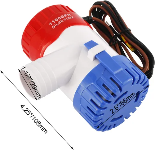 Vista 2 de DasMarine 1100GPH 12V 3.2 AMP 5.0 AMP Fusible 1.142 in ID manguera eléctrica marina sumergible sumidero bomba de agua de sumidero de sentina