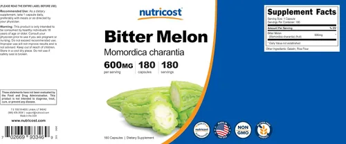 Vista 6 de Nutricost Melón Amargo 0.02 oz, 180 Cápsulas, 1 botella, 1