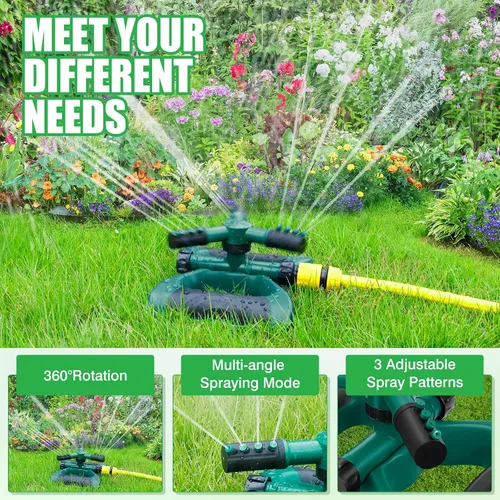 Vista 5 de UNIFUN Aspersor para patio, rociador giratorio de agua para jardín para cobertura de área grande, rociadores de césped y patio