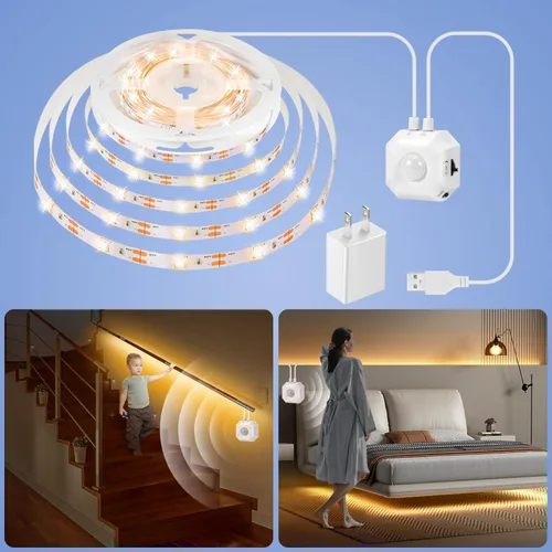 Vista 9 de Tira de luz con sensor de movimiento dual para interiores debajo de la cama