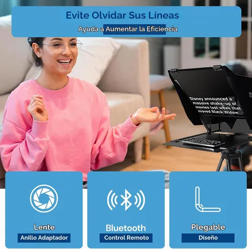 Vista 6 de Teleprompter 4.0 12" Compatible con iPad, tableta, smartphone y cámara DSLR, control remoto o aplicación, compatible con Android e iOS, ideal