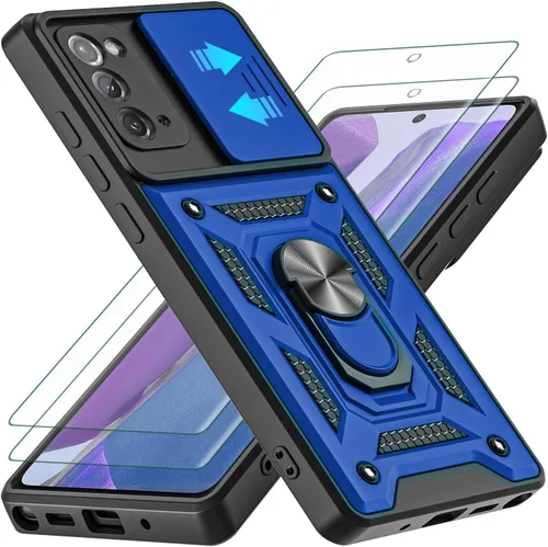 Vista 9 de Funda para Galaxy Note 20, con protector de pantalla de TPU flexible autorreparable [2 unidades] y cubierta de cámara deslizante, anillo de rotación