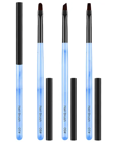 Vista 14 de 3 piezas de brochas de limpieza de arte de uñas, brochas de uña redondas/anguladas/planas resistentes a la acetona para remover esmalte de gel