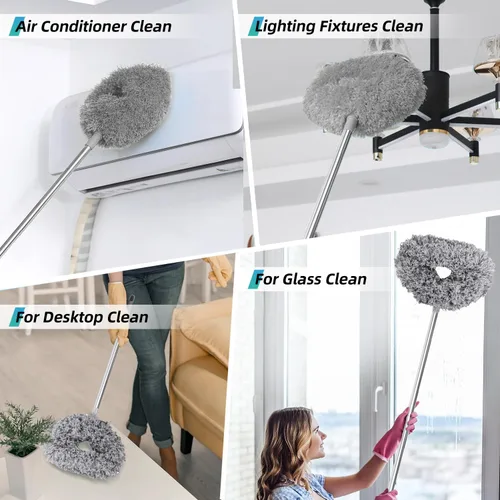 Vista 6 de DRQ Limpiador de ventilador de techo con poste de extensión de 13-48 Gris