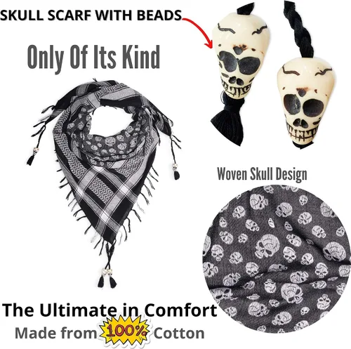Vista 12 de LOVARZI Shemagh Cottons Arab Keffiyeh - Bufanda militar táctica para cabeza y cuello