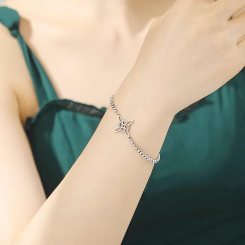 Vista 4 de Dreamtimes Pulsera de nudo de bruja pulsera de bruja de color plateado para mujer pulsera de nudo celta protección de nudo de brujas amuleto