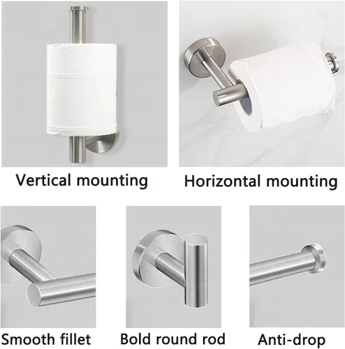 Vista 7 de Juego de accesorios de baño de 5 piezas, juego de toallero de acero inoxidable SUS304, toallero de mano de 16 pulgadas, estante de papel higiénico
