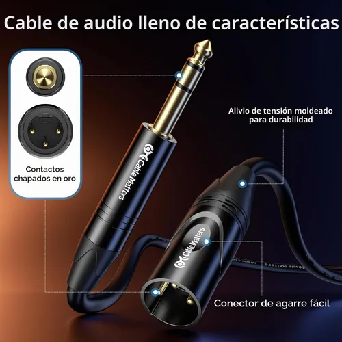 Vista 6 de Cable Matters 6.35mm (1/4") cable TRS a XLR (macho a macho)
