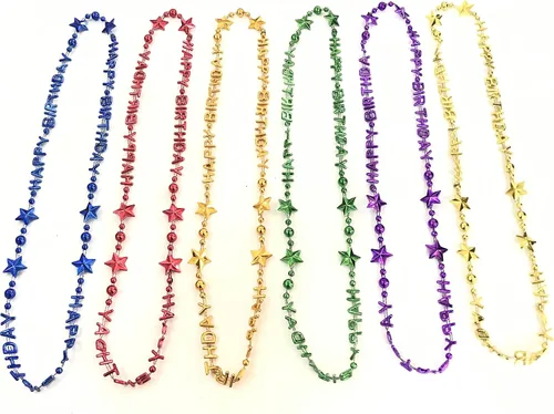 Vista 2 de 12 piezas de collar de cuentas de feliz cumpleaños suministros de regalo para fiesta