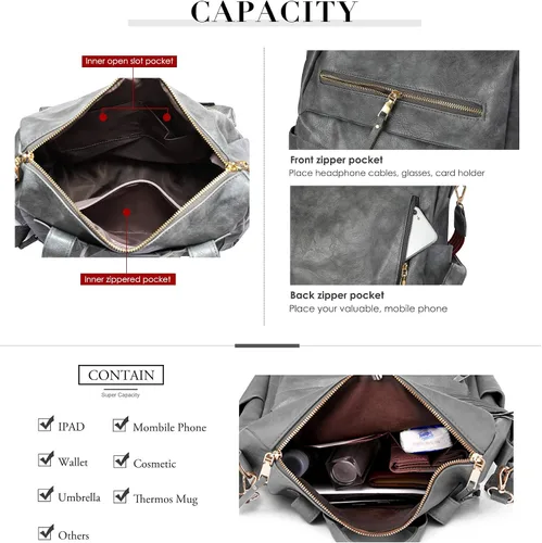 Vista 4 de Tom Clovers Mochila de cuero para mujer bolsa de moda casual para mujeres y niñas