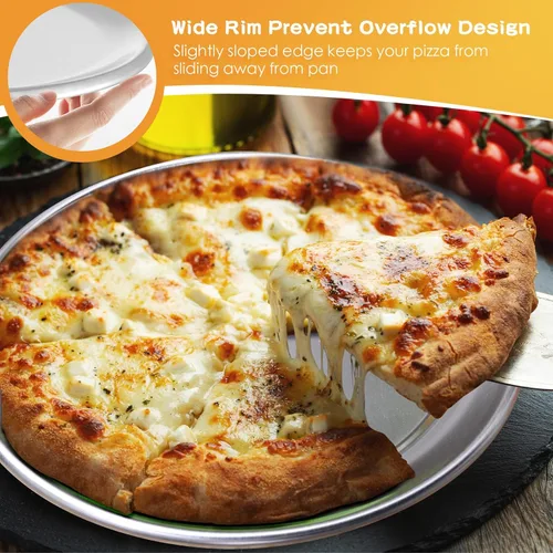 Vista 4 de Bokon Juego de 12 bandejas de pizza de 8 pulgadas para horno, antiadherentes, redondas, de aluminio, para pasteles, bandejas, hornear, restaurante