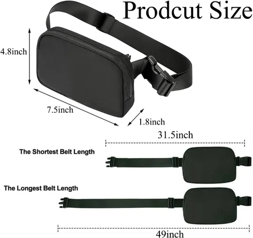 Vista 3 de Bolsa de Cintura Mini Negra Riñonera para Mujeres y Hombres, Riñonera Pequeña de Moda, Bolsa Cruzada para Cintura para Correr, Senderismo, Jogging