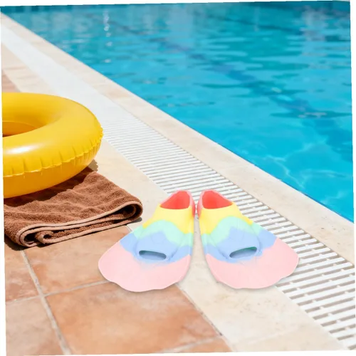 Vista 6 de Luxshiny Aletas de natación de silicona flexibles para aletas cortas ligeras y portátiles para entrenamiento de natación, aletas de esnórquel