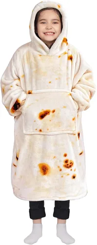 Vista 7 de Waitu - Sudadera tipo manta, para regalar a hombre o mujer, muy cálida y acogedora, gigantesca, con capucha, de gruesa franela, con mangas y un Negro