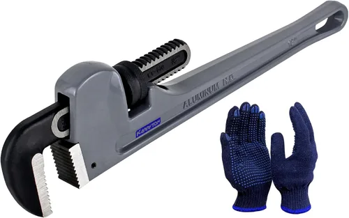 Vista 9 de Llave de tubo de aluminio de 10 pulgadas, 1-5/8"/41mm de abertura de mordaza Cr-Mo ajustable, llaves de fontanería de mango recto resistente