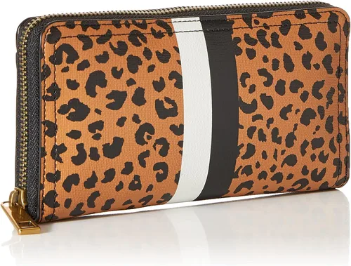 Vista 2 de Fossil Logan RFID - Cartera de piel con cierre para mujer con correa de muñeca