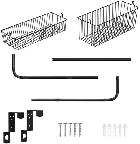 Vista 7 de Fancial Organizador sobre la puerta, organizador de metal, cestas de malla para colgar y montar en la pared de 3 capas, fácil de instalar, negro