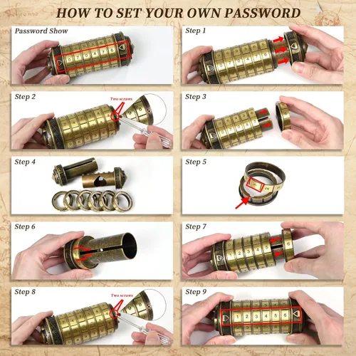 Vista 3 de CoEjokno Da Vinci Code Numeric Cryptex Caja de Rompecabezas de Dinero para Regalo en Efectivo, Caja de Joyería con Compartimento Oculto, Regalo