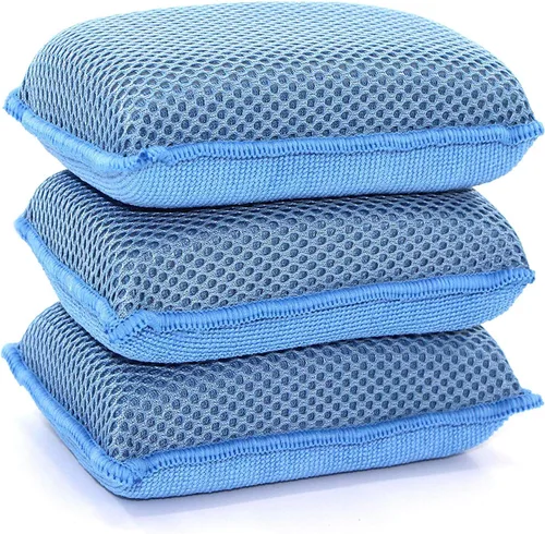 Vista 2 de Scrub-It - Esponja de cocina de microfibra Miracle - Esponjas de limpieza resistentes para lavavajillas que no rayan, lavables a máquina, (azul)