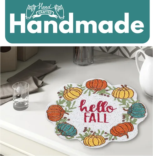 Vista 3 de Cargador Redondo con Cuentas de 13", Blanco, Mantel Decorativo para Mesa de Comedor, Cargador Brillante para Fiestas y Navidad, Decoración de Mesa
