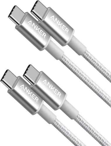Vista 4 de Cable USB C a USB C de Anker, Cable de Carga Rápida Type-C de 60W (1 pie, paquete de 2) para iPhone Serie 17, iPad mini 6 y Más (Negro) Para