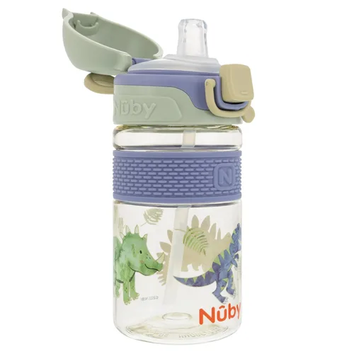 Vista 12 de Nuby Thirsty Kids Flip-it Bolt - Taza infantil Tapa abatible con cierre de botón - Boquilla de silicona de flujo libre y base duradera - Mariposas