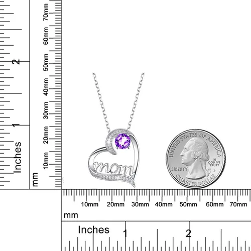 Vista 4 de Dorella - Collar de plata de ley 925 para mujer, con dije de corazón con joya de nacimiento para mayo y junio, esmeralda, regalo de cumpleaños
