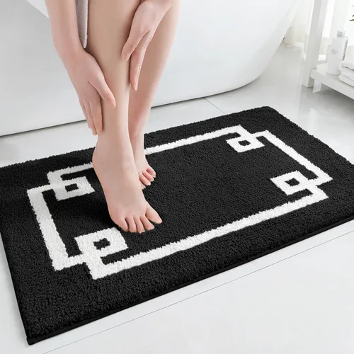 Vista 14 de HOMEIDEAS Alfombra de baño, suave y absorbente de agua, alfombra de microfibra de felpa esponjosa antideslizante para bañera y ducha