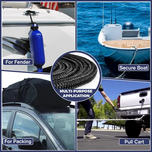 Vista 5 de Línea de muelle de nailon trenzado doble - Cuerda de barco - Accesorios marinos y pontones - Cuerdas y lazos trenzados y reforzados