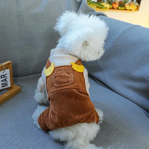 Vista 2 de Mono de perro con forro de lana cálida, mono lindo de una pieza para perros pequeños, disfraz de Chihuahua Yorkies marrón (bear brown)