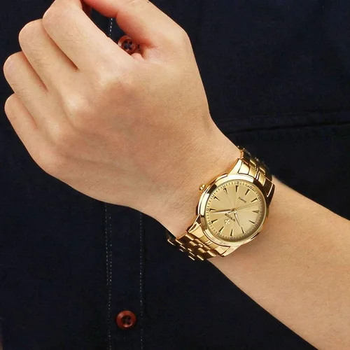 Vista 5 de WWOOR Men's Quartz Stainless Steel and Metal Black and Gold Watches for Men Waterproof Casual Wrist Watch with Date