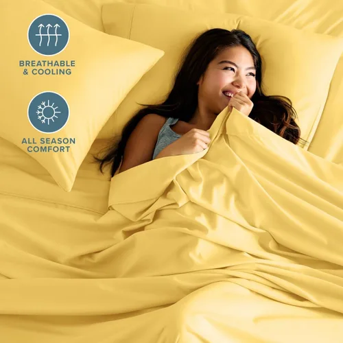 Vista 162 de Bare Home Sheet Set 1800 Ultra-Soft with 2 Pillowcases (Twin XL, Dark Blue)
