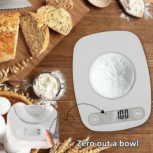 Vista 2 de Food Scale Kitchen-Scale 11lb/5kg Food Scale for Kitchen Stainless Steel LCD Display Tare Function (g/oz/ml) for Meal Prep Coffee