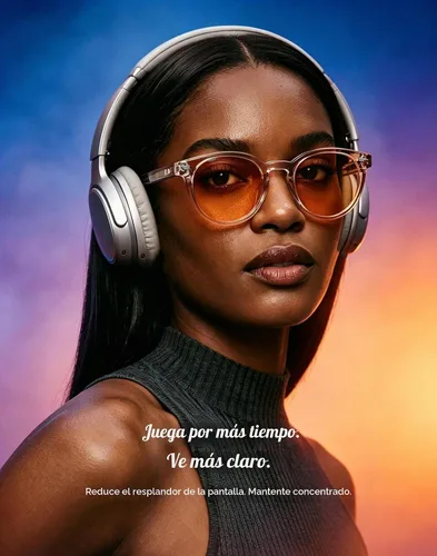 Vista 3 de TIJN Round Blue Light Blocking Glasses Men Women for Computer Gaming Daily 33. (Lente ámbar) transparente