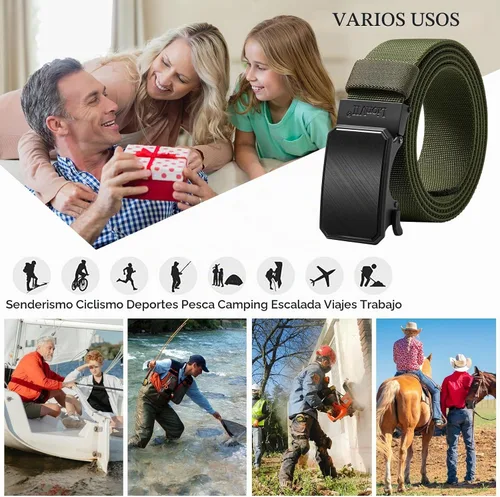 Vista 6 de LionVII Cinturón para hombre con trinquete elástico, cinturón elástico para el trabajo con hebilla automática para hombres, 1 3/8" ajustable