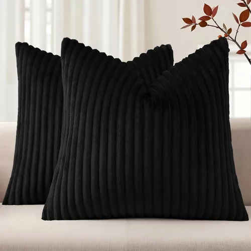 Vista 16 de Simmore Juego de 2 fundas de almohada decorativas de verano de 16 x 16 pulgadas, fundas de almohada suaves de franela de felpa natural de doble cara