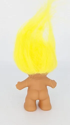 Vista 2 de Muñeca Troll Pelo Amarillo Reto Vintage Viejo 2 Pulgadas Bingo Buena Suerte