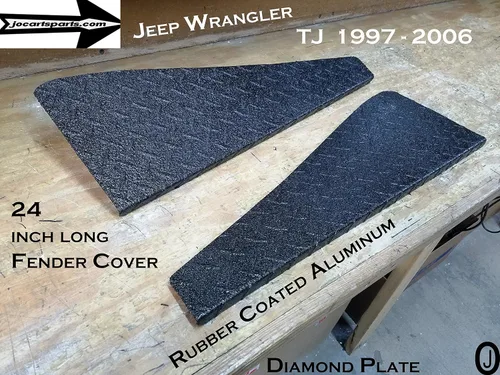 Vista 3 de Se adapta a Jeeep Wrangler TJ Placa de diamante de aluminio de 24 pulgadas cubiertas de guardabarros con curva (negro)