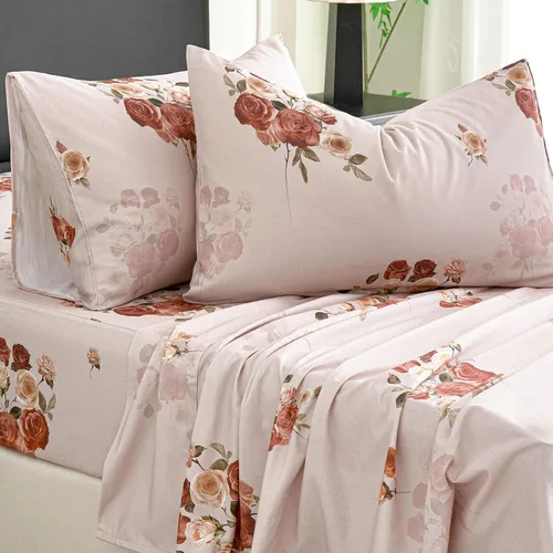 Vista 53 de Zusbest Juego de sábanas florales de 100 % algodón percal, color naranja y amarillo, juego de sábanas suaves y transpirables con diseño botánico