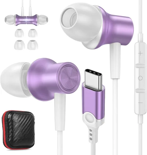 Vista 11 de Auriculares USB C para iPhone 17 Air 16 15 Pro Max Plus/iPad, auriculares tipo C con aislamiento de ruido con micrófono, cable magnético estéreo