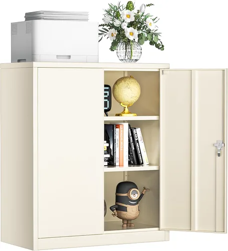 Vista 10 de INTERGREAT Armarios de almacenamiento de metal con cerradura, gabinete de almacenamiento de oficina con cerradura de 36 pulgadas con 2 puertas y 2