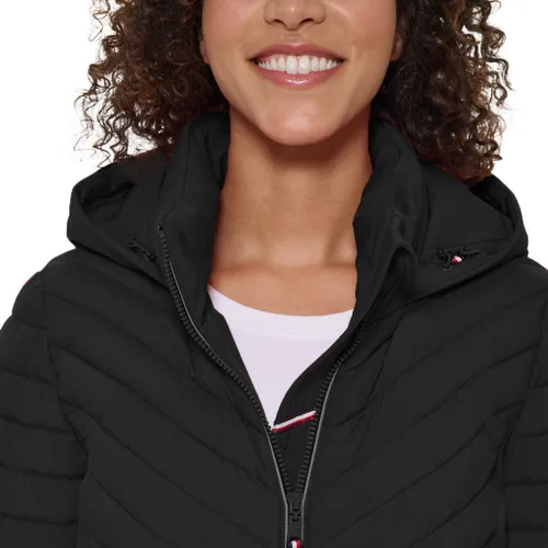 Vista 6 de Tommy Hilfiger Chaqueta elástica ligera con capucha y cordón para mujer