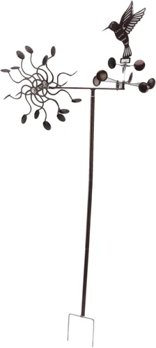 Vista 3 de Haofy Molinillo de viento para exteriores, estacas de metal para patio, molino de viento de metal, colibrí, escultura de viento para césped al aire