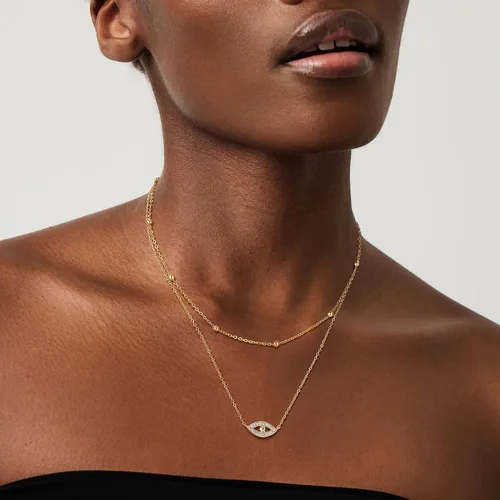 Vista 5 de MEVECCO Gargantilla Delicada de Cadena de Oro Collar Gargantilla de Oro de 14K Plateado Hecho a Mano Boho Lindo Pequeñas Cuentas con Eslabones