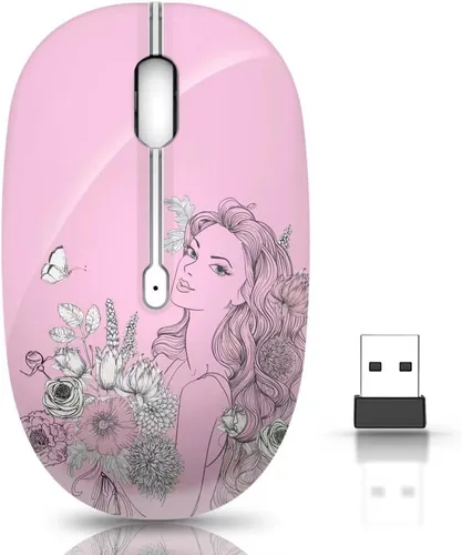 Vista 12 de JUHOO Ratón inalámbrico con nano receptor para PC, laptop, notebook, computadora, MacBook, menos ruido, ratones ópticos portátiles y móviles