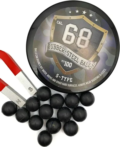 Vista 5 de 100 bolas de acero de goma dura de alta calidad, tipo S, bolas de paintballs de 0.25 oz. munición pesada para pistolas de entrenamiento de defensa