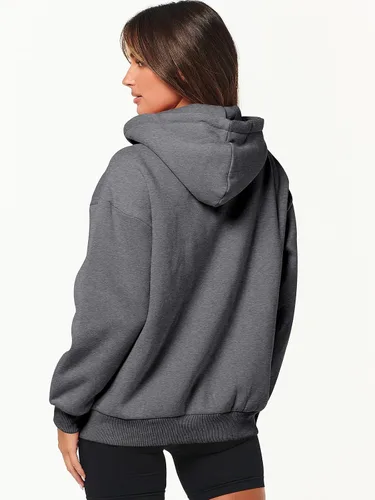 Vista 4 de Prinbara Sudaderas con capucha y cremallera de gran tamaño para mujer, ropa Y2K, linda para adolescentes, niñas, otoño, casual, con cordón
