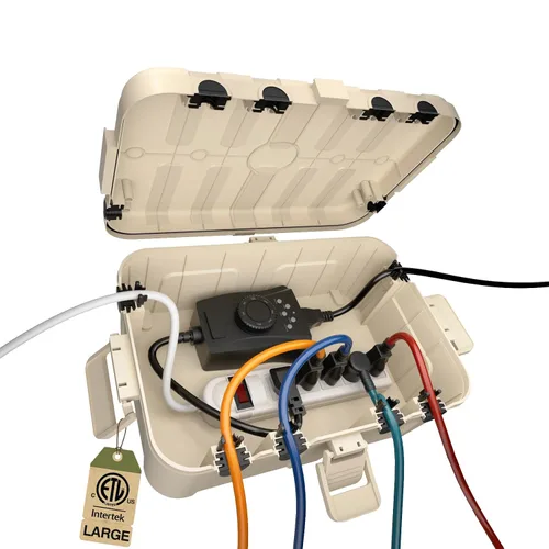 Vista 22 de IP55 Pequeña caja eléctrica al aire libre impermeable, para regleta Inner 5.9 x 3.2 x 1.8inch, Extension Cord Cover with Detachable Awning Covers