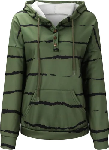 Vista 136 de Sudaderas con capucha para mujer, con cuello de botón, sin botones, con cordón, manga larga, lindas, ropa para adolescentes y niñas