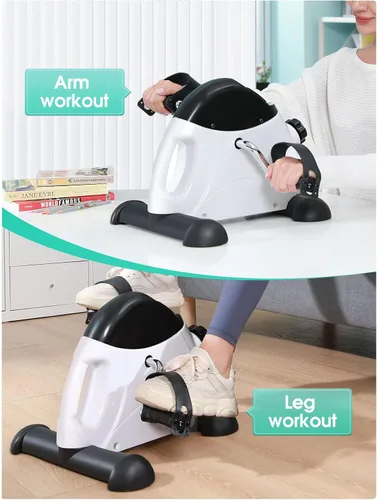 Vista 5 de Cyclace Ejercitador de pedales de bicicleta debajo del escritorio para ejercicio de brazos/piernas, mini bicicleta de ejercicio portátil